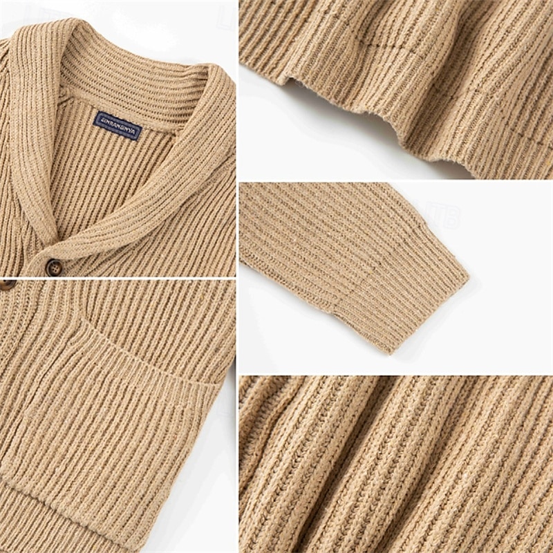 Hombre Pulóveres Chaqueta de Punto Vestido Suéter Tejer De Punto Color sólido Redonda Elegante Estilo retro Ropa Cotidiana Ropa Otoño Invierno Color Caquí M L XL 2025 - $47.99 –P3