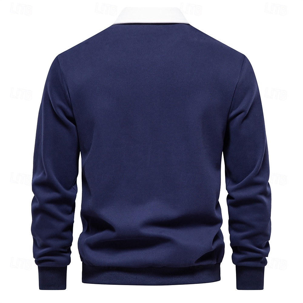 Per uomo Felpa Felpa Polo Nero Blu marino Blu Marrone Cachi Collo a polo Liscio Tasche Sportivo Giornaliero Per eventi Streetwear Fantastico Informale Primavera & Autunno Abbigliamento Felpe con del 2026 a $28.99 –P5