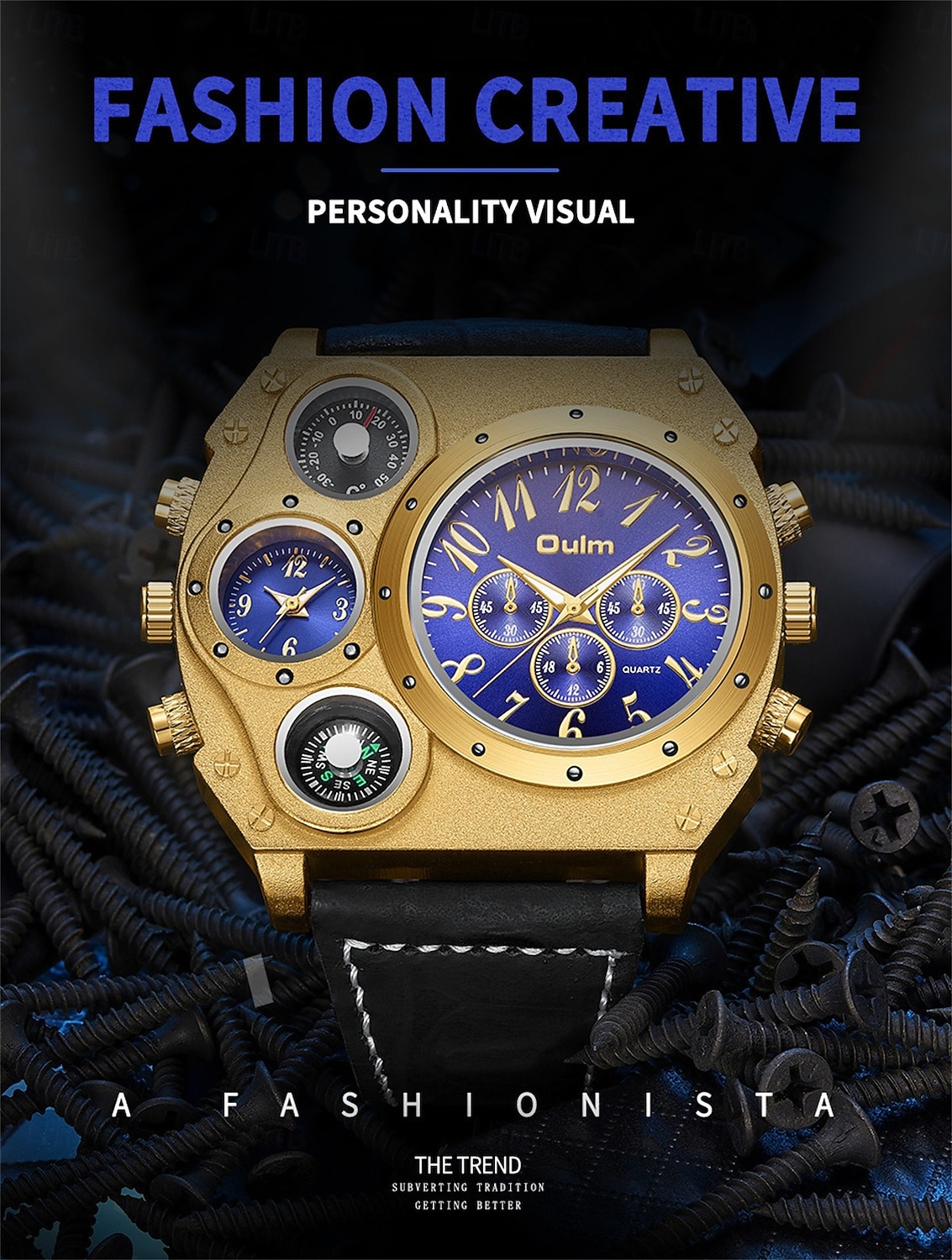Large Dial Men Watches Luxury Brand Male Quartz Watch Big Size Men's Two Time Zone Leather Sport Wristwatches 2026 - $37.99 –P1