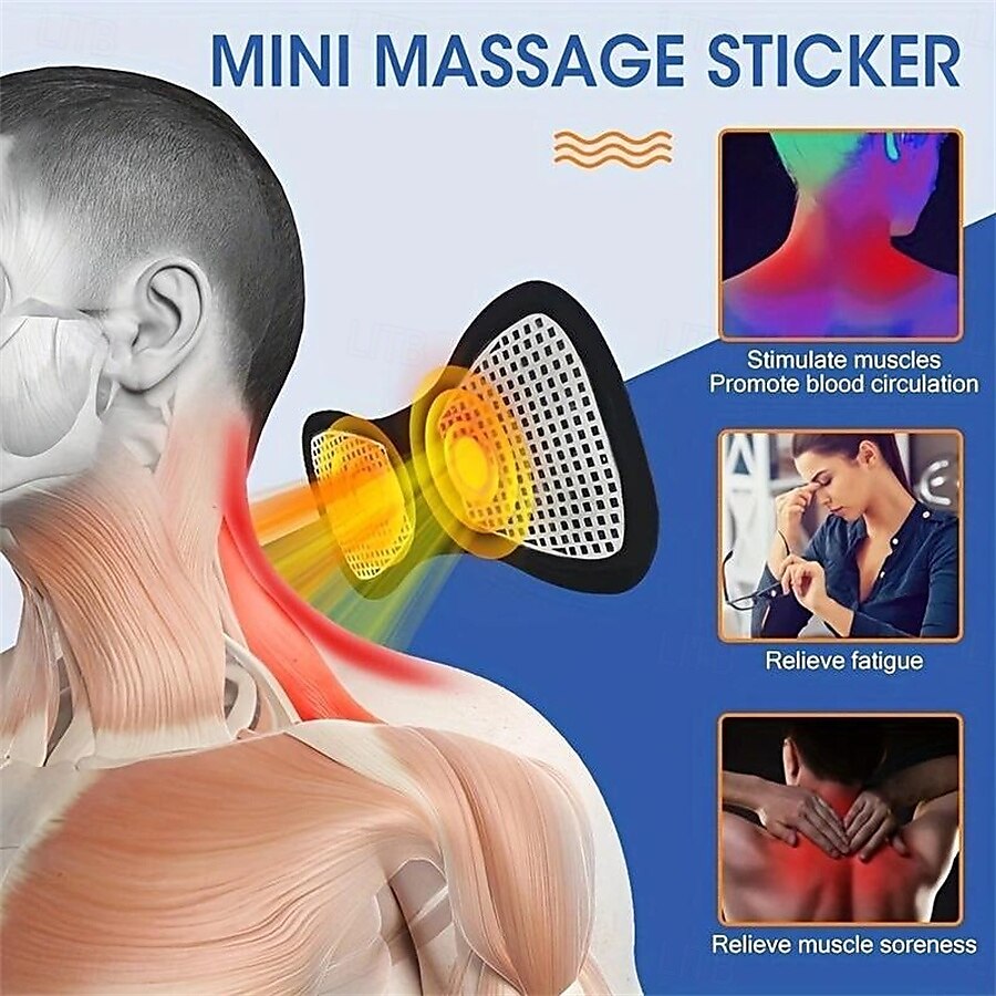3/6 stuks smart ems nekmassager mini nek- en rugstimulatiemassager draagbare gelpad sticker dun 2025 - $24.99 –P2