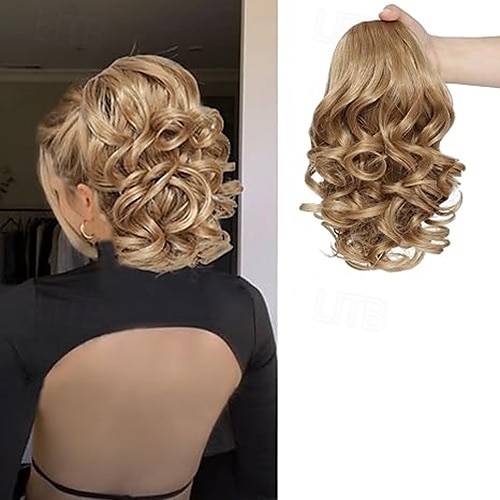 Chignons كعكة الشعر مقطع في شعر مستعار صناعي قطعة الشعر إطالة الشعر مجعد مناسب للحفلات مناسب للبس اليومي الحفلات و المساء بني متوسط بني ذهبي بني غامق 2025 - $10.99 –P5