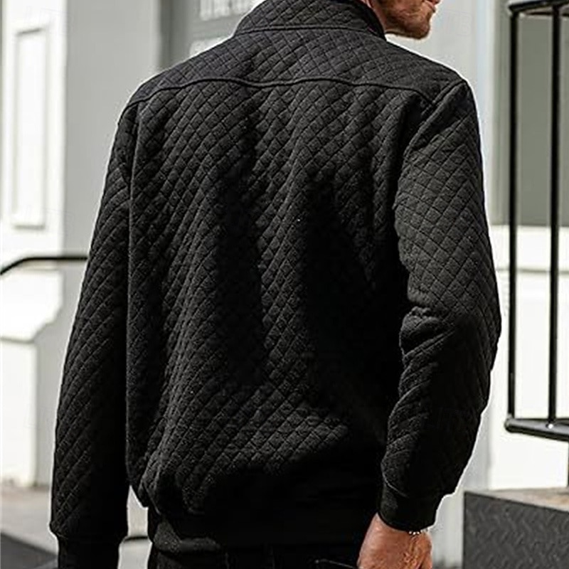 Hombre Sudadera Negro Blanco Verde Oscuro Gris Claro Gris Oscuro Cuello Mao Bloque de color Jacquard Retazos Bolsillo Estriado Deporte Diario Festivos Poliéster Texturizado Ropa de calle Básico Casual 2025 - $26.99 –P11