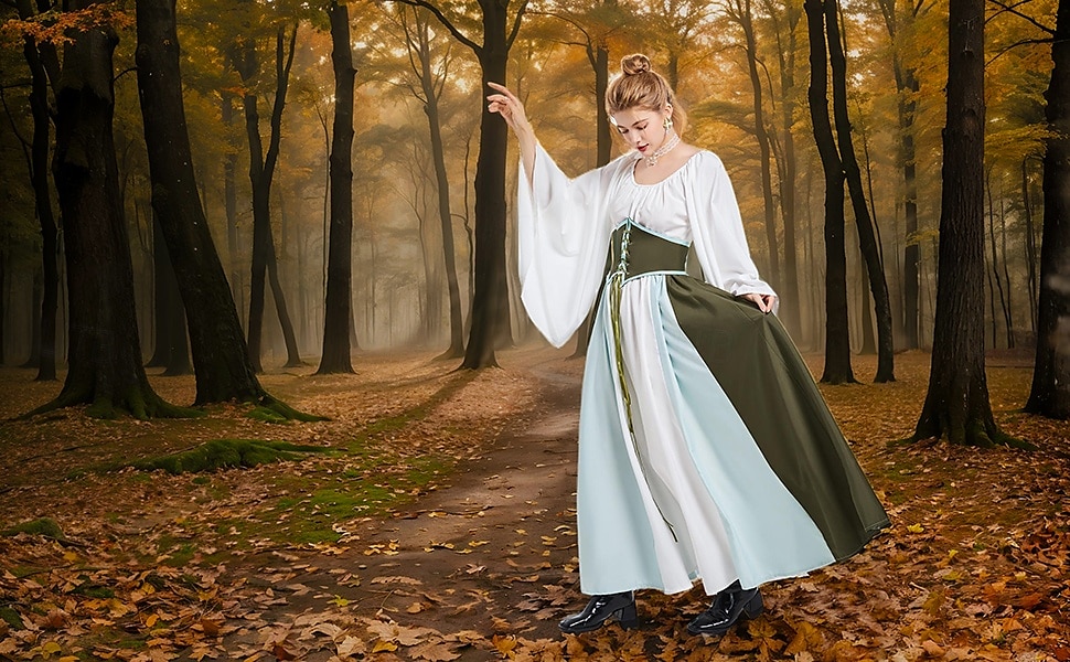 Retro Středověké Renesanční Šaty Šaty inspirované Regency Ren Faire Elf Viking Elfí Dámské Keltské Pirát Fantazie předvečer Všech svatých Karneval Plesová maškaráda Párty LARP Ren Faire Dospělé Šaty 2025 - $46.99 –P2