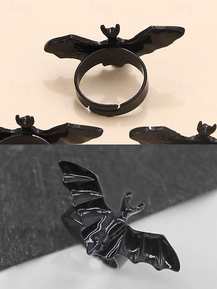 halloween svart flaggermus-ring – justerbar ring i gotisk stil for kvinner, perfekt for halloween-kostymer og cosplay 2025 - $7.99 –P4