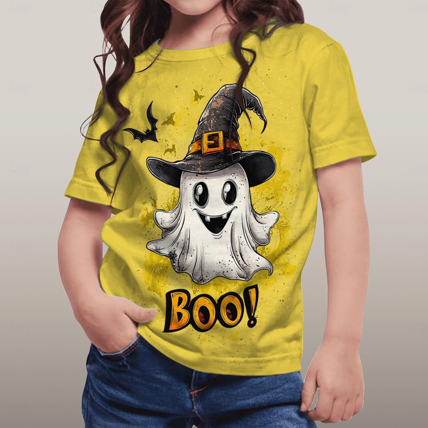 Halloween Voor meisjes 3D Grafisch Geest T-shirt Korte mouw Zomer Lente Modieus Basic Polyester Kinderen 4-12 jaar Strakke ronde hals Buiten Casual Dagelijks Normale pasvorm 2025 - $10.99 –P8
