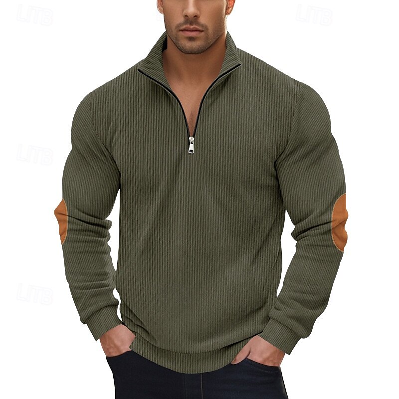 Homme Sweat-shirt Sweat-shirt quart de fermeture éclair Abricot Noir Vert Véronèse bleu marine Gris Demi-zip Bloc de Couleur Patchwork A côtes Texturé Sport & Loisir Quotidien Fête Polyester Velours de 2025 ? $23.99 –P16