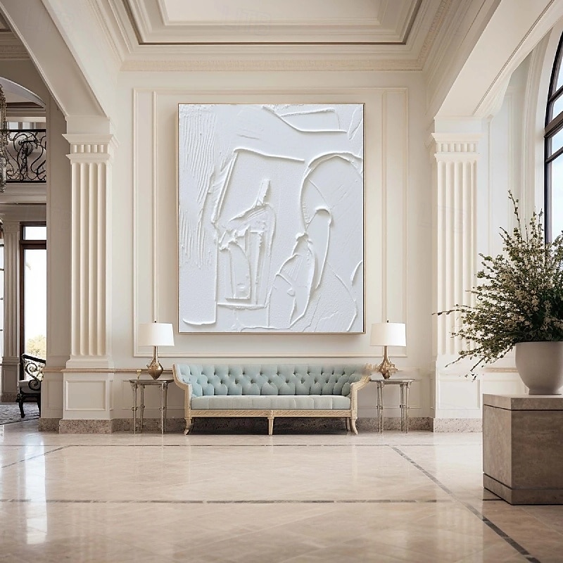 3D White oil painting Hand-Painted Thick Texture Oil Painting handpainted Beige White Painting On Canvas Abstract 3D white Textured oil painting Wall Art painting for Living Room bedroom decoration 2025 - $125.99 –P3