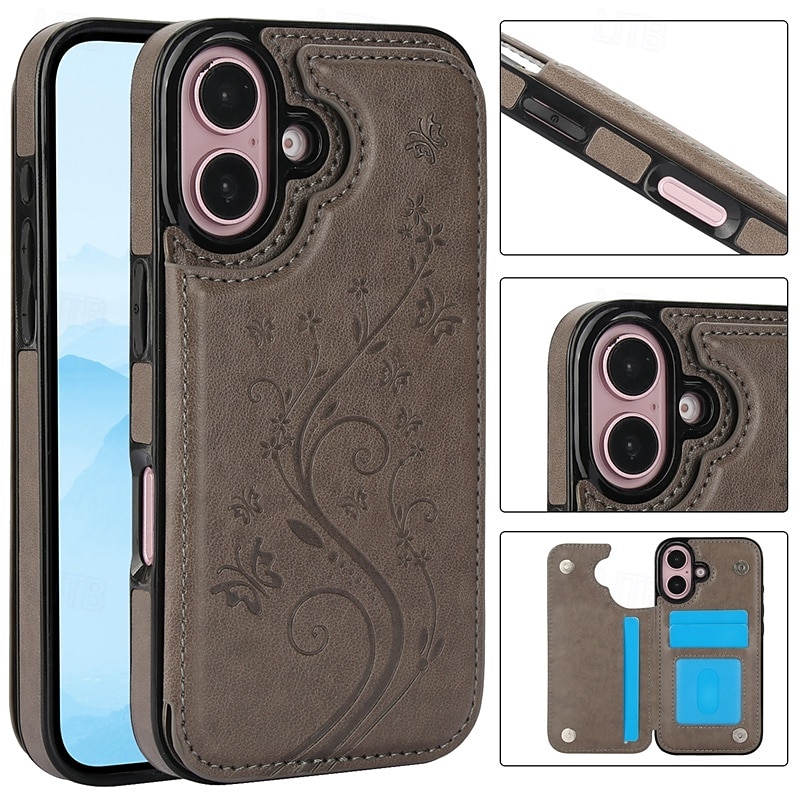 2025年 電話 ケース 用途 iPhone 16 Pro Max プラス iPhone 15 プロマックスプラス iPhone 14 13 12 11 Pro Max Plus Mini SE バックカバー スタンド付き カード挿入口 耐衝撃 レトロ風 TPU PUレザー コレクション – $18.99 –P3