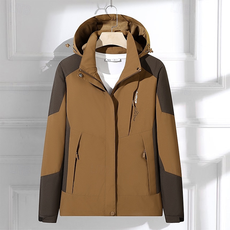 Men's Hoodie Jacket Outdoor Jacket Hiking Jacket Winter Outdoor Waterproof Breathable Soft Detachable Cap Jacket Full Length Visible Zipper Fishing Climbing Beach Dark Brown Dark Grey Navy Black Ivory 2025 - $48.99 –P2