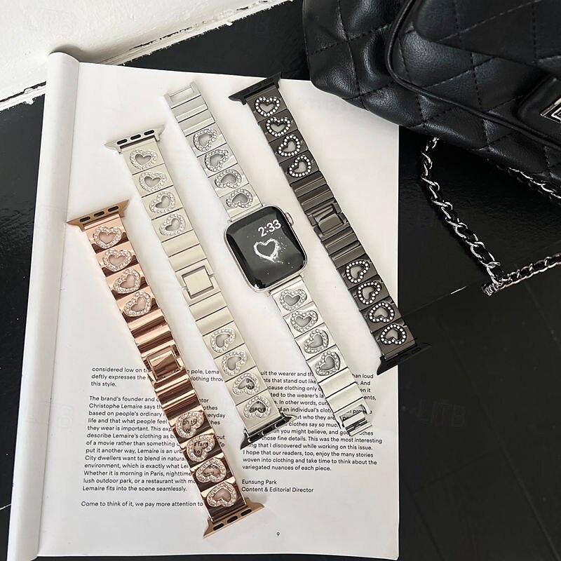 2025年 Solo Loop と互換性があります Apple Watch ウォッチバンド 38mm 40mm 41mm 42mm 44mm 45mm 49mm 女性 グリッター素材 ブリンブリンダイヤモンド 合金 交換用時計バンド のために iwatch Ultra 2 Series 9 8 7 SE 6 5 4 3 2 1  コレクション – $23.99 –P1