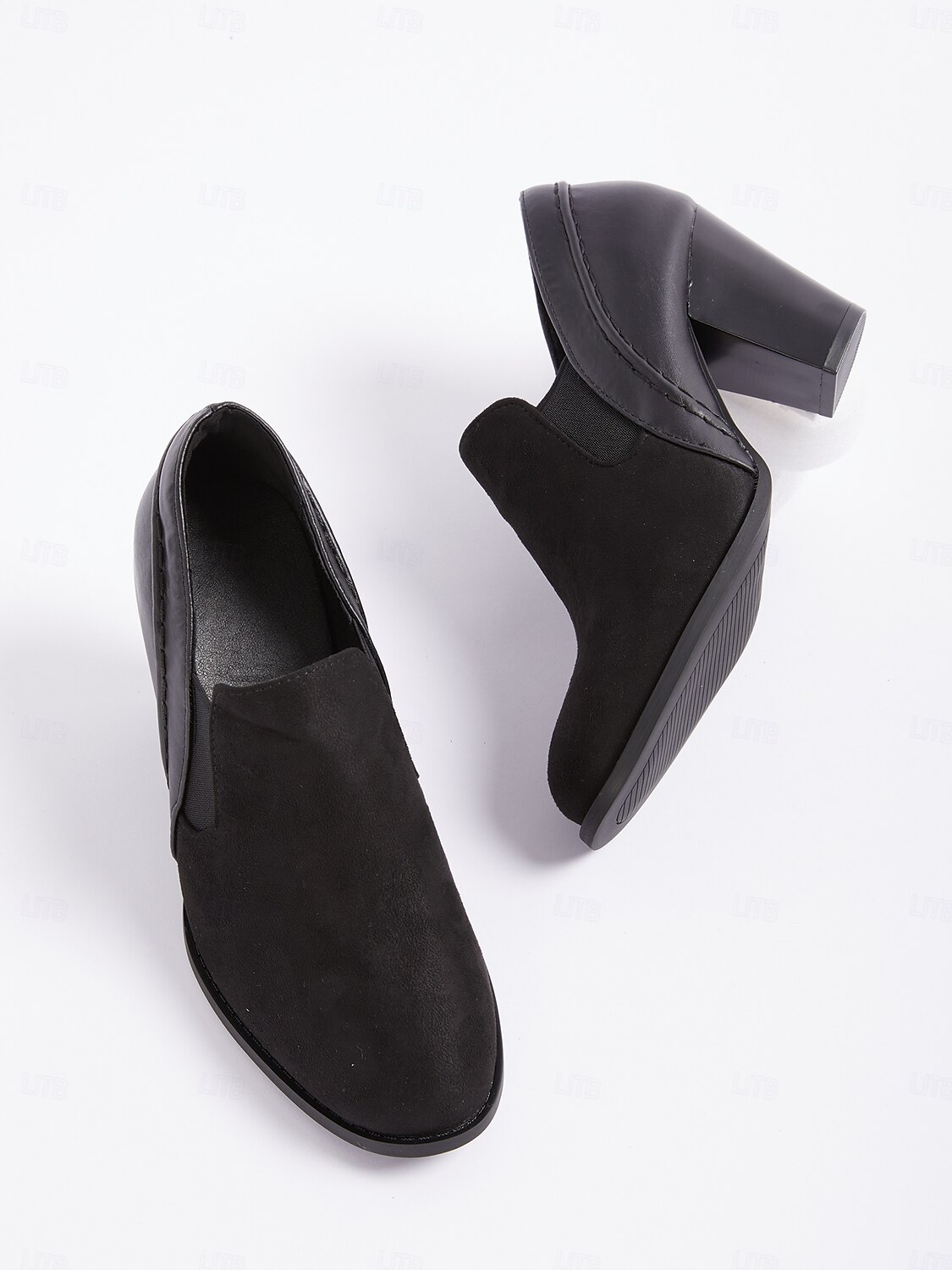 Women's Black Faux Suede Block Heel Slip-On Ankle Shoes – Comfortable and Stylish Office Pumps 2025 - $42.99 –P2