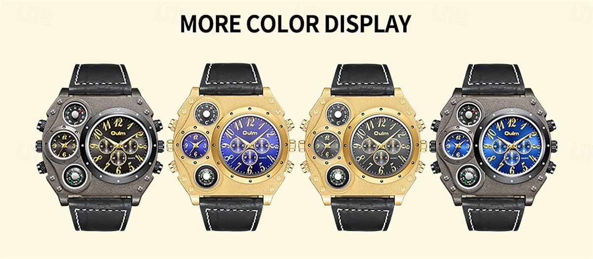 Large Dial Men Watches Luxury Brand Male Quartz Watch Big Size Men's Two Time Zone Leather Sport Wristwatches 2026 - $37.99 –P4