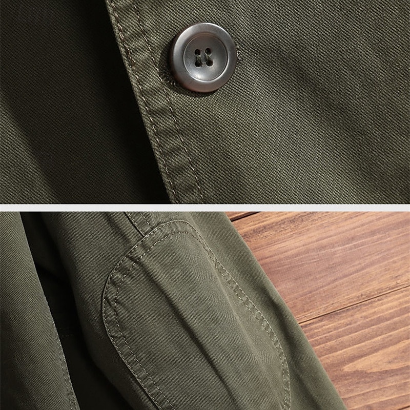 Men's Blazer Business Cocktail Party Wedding Party Fashion Casual Spring &  Fall Polyester Plain Button Pocket Comfortable Single Breasted Blazer Black khaki Army Green 2025 - $54.99 –P5