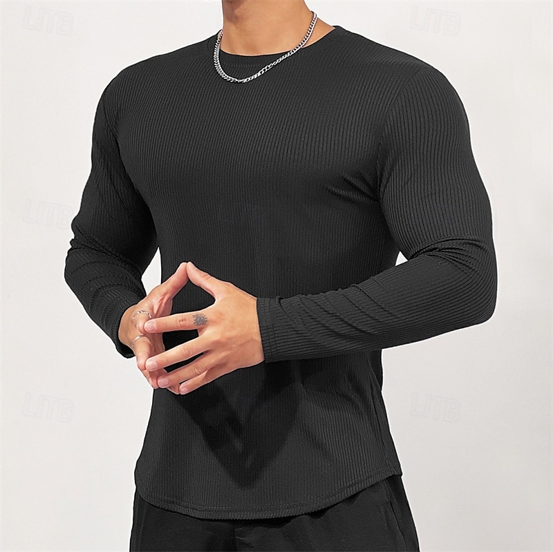 Per uomo Maglia Atletica Maglia da palestra Camicia fitness Camicia a compressione imbottita Manica lunga Maglietta Informale Athleisure Autunno Traspirante Morbido Allenamento in palestra Corsa del 2025 a $14.39 –P5