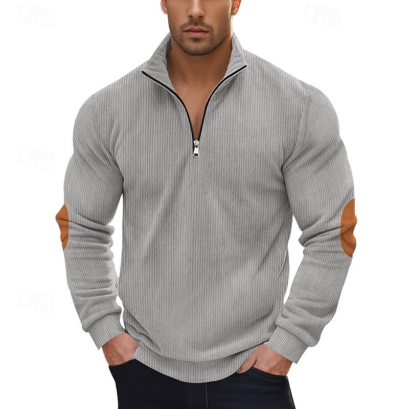 Homme Sweat-shirt Sweat-shirt quart de fermeture éclair Abricot Noir Vert Véronèse bleu marine Gris Demi-zip Bloc de Couleur Patchwork A côtes Texturé Sport & Loisir Quotidien Fête Polyester Velours de 2025 ? $23.99 –P13