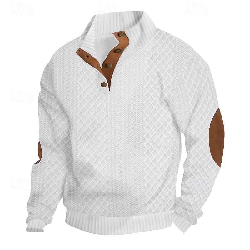 Herren Sweatshirt Schwarz Weiß Armeegrün Khaki Grau Stehkragen Farbblock Patchwork Gerippt Strukturiert Sport & Outdoor Täglich Ferien Polyester Strukturiert Streetwear Basic Lässig Frühling & Herbst 2025 - $27.99 –P1