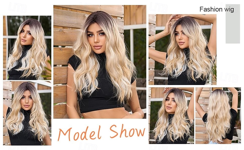 Long Ombre Blonde Wig with Bangs for Women Natural Layered Wavy Wigs Brown Roots Heat Resistant Synthetic Fiber High Density Curly Hair for Daily Party Holiday Dating Use 2026 - $19.99 –P6