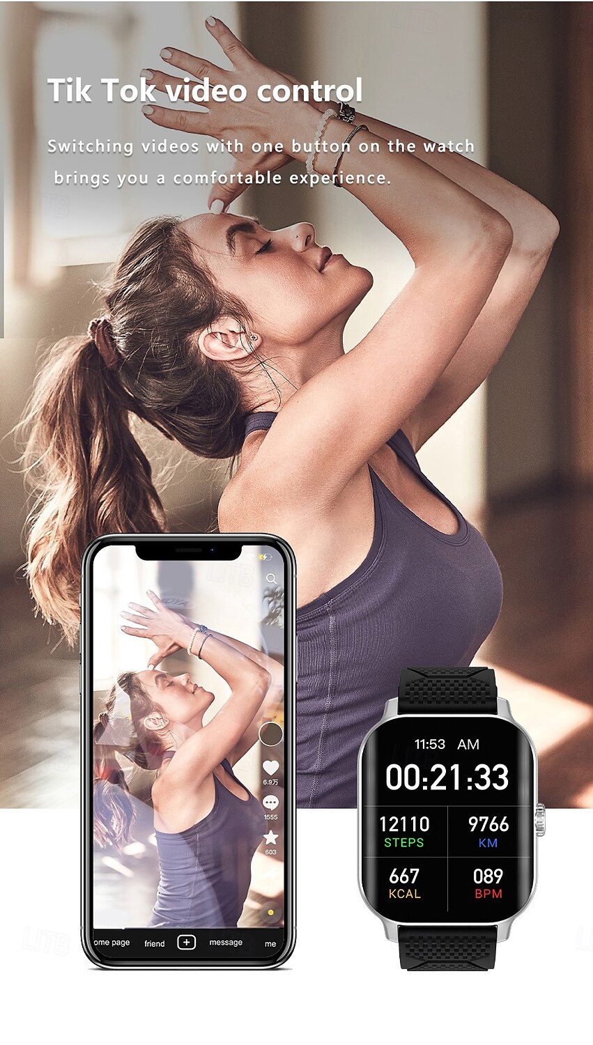 iMosi F12 Smart Watch 2.02 inch Smartwatch Fitness Running Watch Bluetooth Pedometer Call Reminder Activity Tracker Compatible with Android iOS Women Men Hands-Free Calls Media Control Message 2025 - $39.99 –P12
