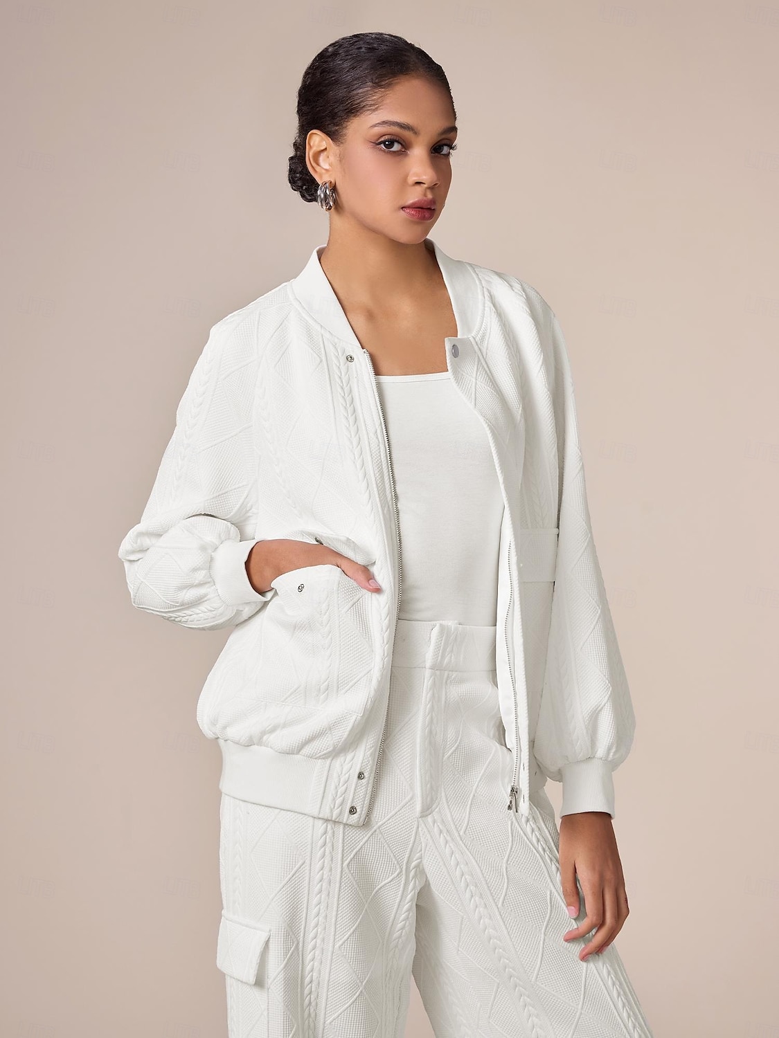 casual σακάκι bomber με μανίκια ρεγκλάν με λαιμόκοψη 2025 - $62.99 –P5