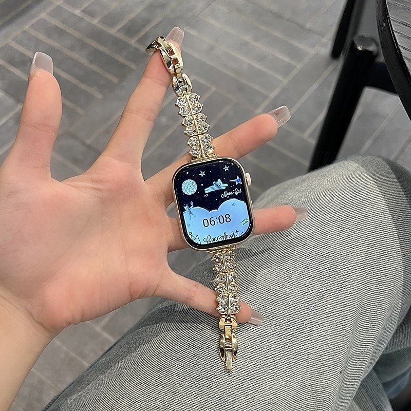 Pulseira de joias Compatível com Pulseira Apple Watch 38mm 40mm 41mm 42mm 44mm 45mm 49mm Bling Diamond Ajustável Respirável Lega pulseira de substituição para iwatch Ultra 2 Series 9 8 7 SE 6 5 4 3 2 de 2025 por $16.99 –P19