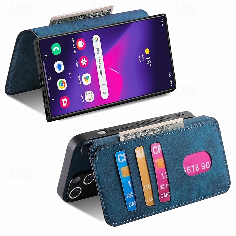 2025年 電話 ケース 用途 S24 S23 S22 S21 Ultra Plus S21 FE A55 A35 A25 A15 5G A54 A34 A14 A73 A53 A33 A23 A13 A72 A52 A32 A22 A12 A71 A51 A31 S20プラス S20ウルトラ S20 バックカバー スタンド付き 磁石バックル ワイヤレス充電をサポート レトロ風 TPU PC PUレザー コレクション – $19.99 –P11