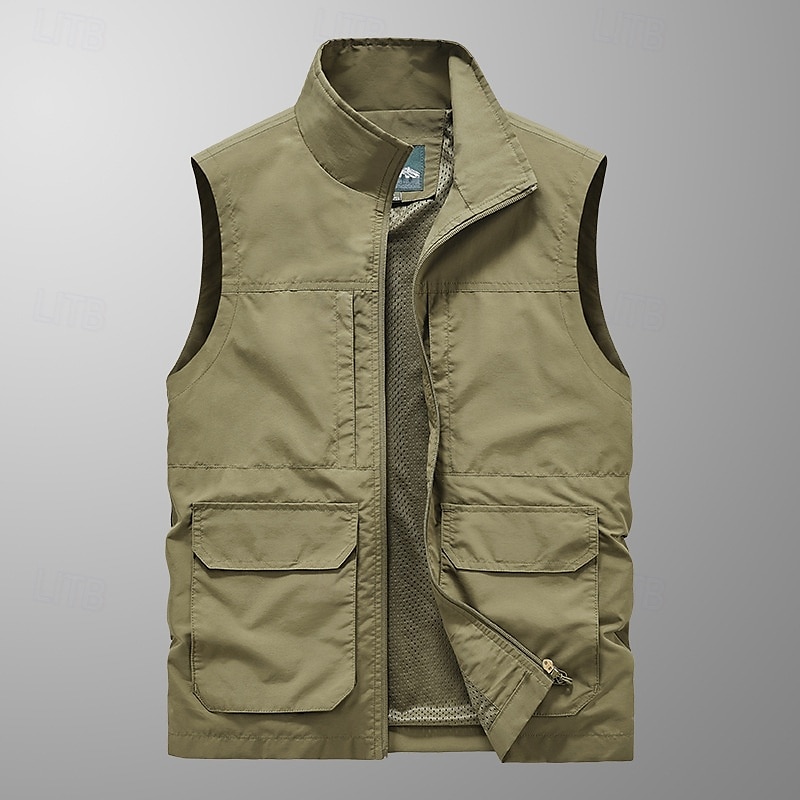 Муж. Жилет для туризма и прогулок Весна Осень на открытом воздухе Быстровысыхающий Удобный Жилет Охота Рыбалка Восхождение Черный Военно-зеленный Хаки Темно-синий Серый 2026 - $28.99 –P5