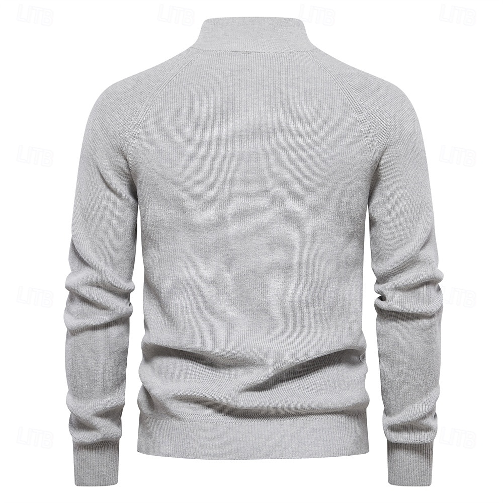 nouveaux cardigans à fermeture éclair en coton d'automne pour hommes mode décontracté social hommes pulls col haut chaud hiver pull tricoté hommes de 2025 ? $46.99 –P1