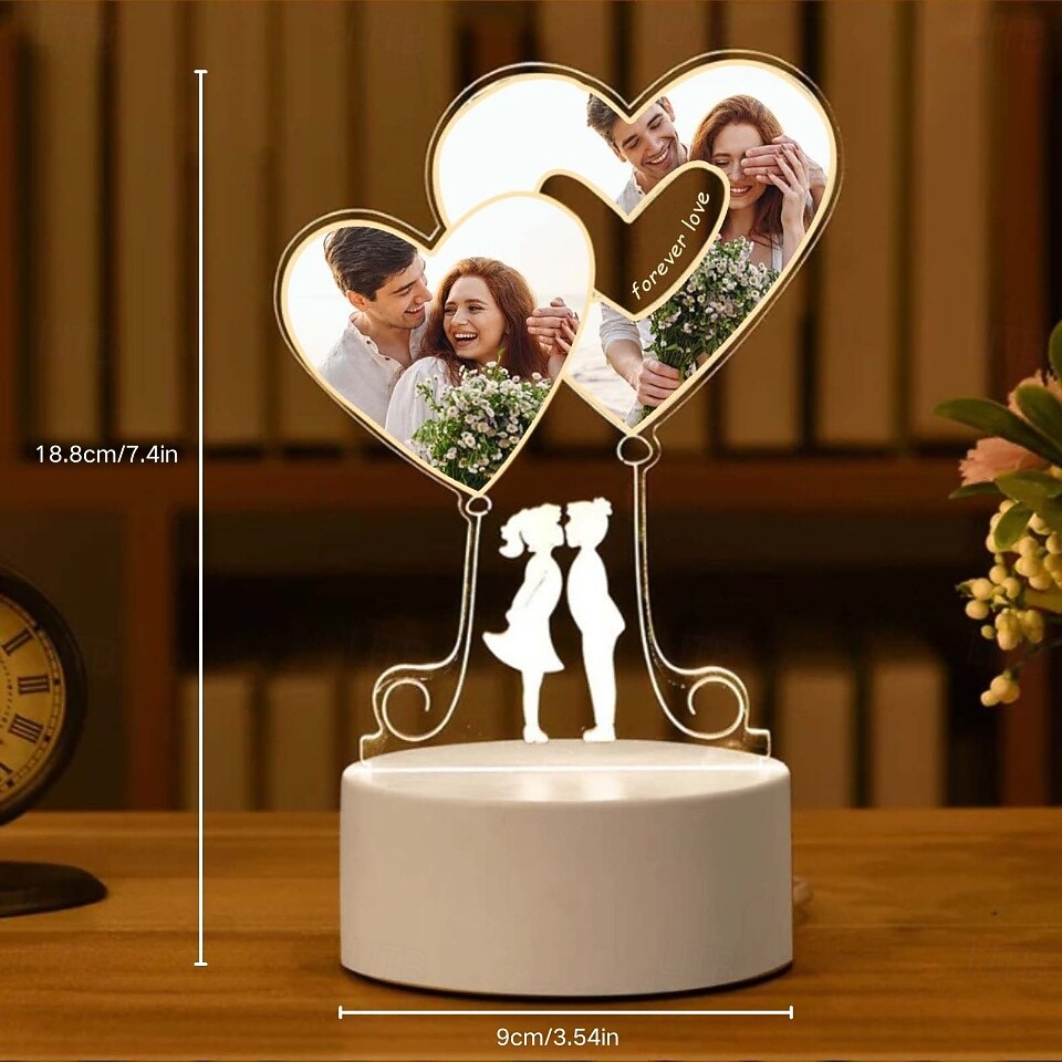 cadre photo lumineux personnalisé - veilleuse acrylique personnalisée pour la Saint-Valentin alimentée par USB, parfaite pour les cadeaux de la fête des amoureux, les anniversaires, les petits amis et les petites amies de 2025 ? $12.99 –P2