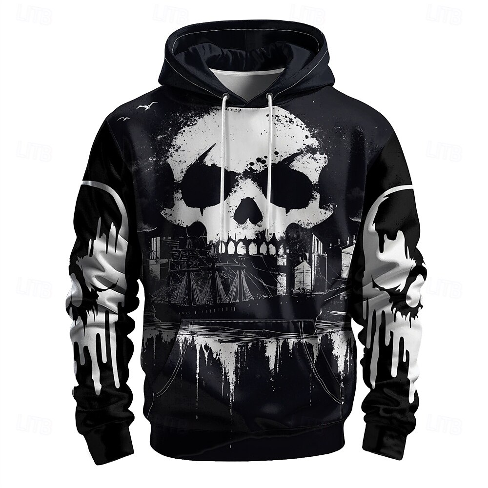 Męskie Graficzny Ciemny Bluza z Kapturem Z kapturem Bluzy Bluza z Kapturem Długi rękaw Bluza z kapturem Kaptur Urlop Druk 3D Urlop Sporty na świeżym powietrzu Wyjściowe Czarny Drukowanie Zima Wiosna 2025 - $36.99 –P1