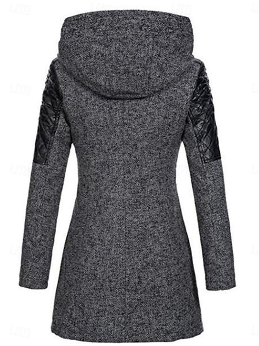 Dame Frakk Trenchcoat Gate Dagligdagstøy Feriereise Høst Vinter Lang Frakk Normal Hold Varm Pustende Stilfull Fritid Gate stil Jakker Langermet عادي Med lommer Svart Vin Blå 2025 - $52.99 –P2