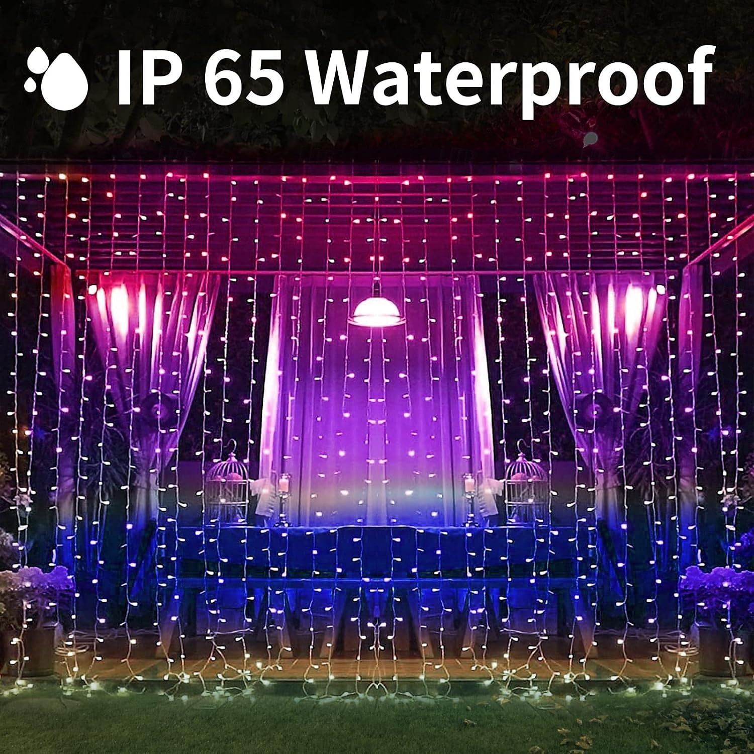 zonne-energie gordijnverlichting buiten afstandsbediening 8 standen verlichting lichtsnoer 3x3m 300leds ip65 waterdicht lichtsnoer kerstfeest bruiloft huis tuin muur woonkamer slaapkamer decoratie 2025 - $34.99 –P3