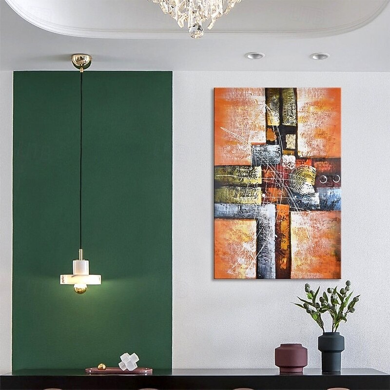 handmade Abstract Orange Paintings On Canvas handpainted Rich Textured ...