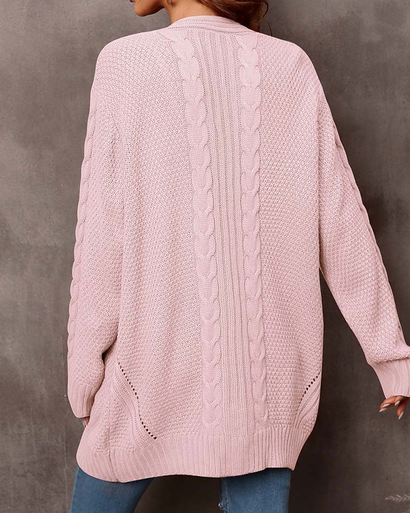 Damen Pullover Modisch Täglich Brautkleider schlicht Graphic Bedruckt Öffnung vorne Strick Textur Langarm Lange Oberteile Stricken Heim Arbeit Schwarz Rosa Herbst Winter 2025 - $62.99 –P9