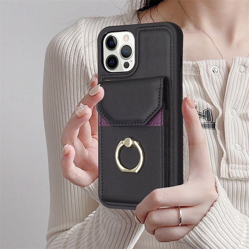 Funda para teléfono para iPhone 16 iPhone 15 Pro Max Plus iPhone 14 13 12 11 Pro Max Plus Mini Funda billetera Soporte para anillo ranura para tarjeta Shockproof Retro TPU PU Cuero 2025 - $19.99 –P6