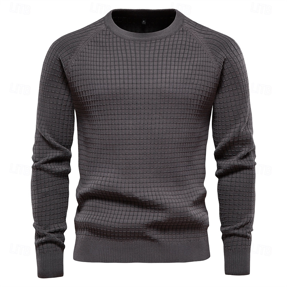 100% Baumwolle Herren Pullover einfarbig Oansatz hochwertige Mesh Pullover männlich neue Winter Herbst Basic Pullover für Männer 2025 - $37.99 –P8
