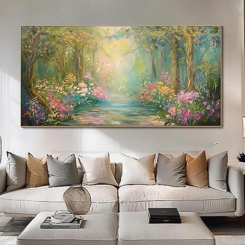 velké ručně malované olejomalba barvitý kytkou západ slunce záře krajina zídky umění horský obývák zeď domácí výzdoba no frame 2026 - $87.99 –P8