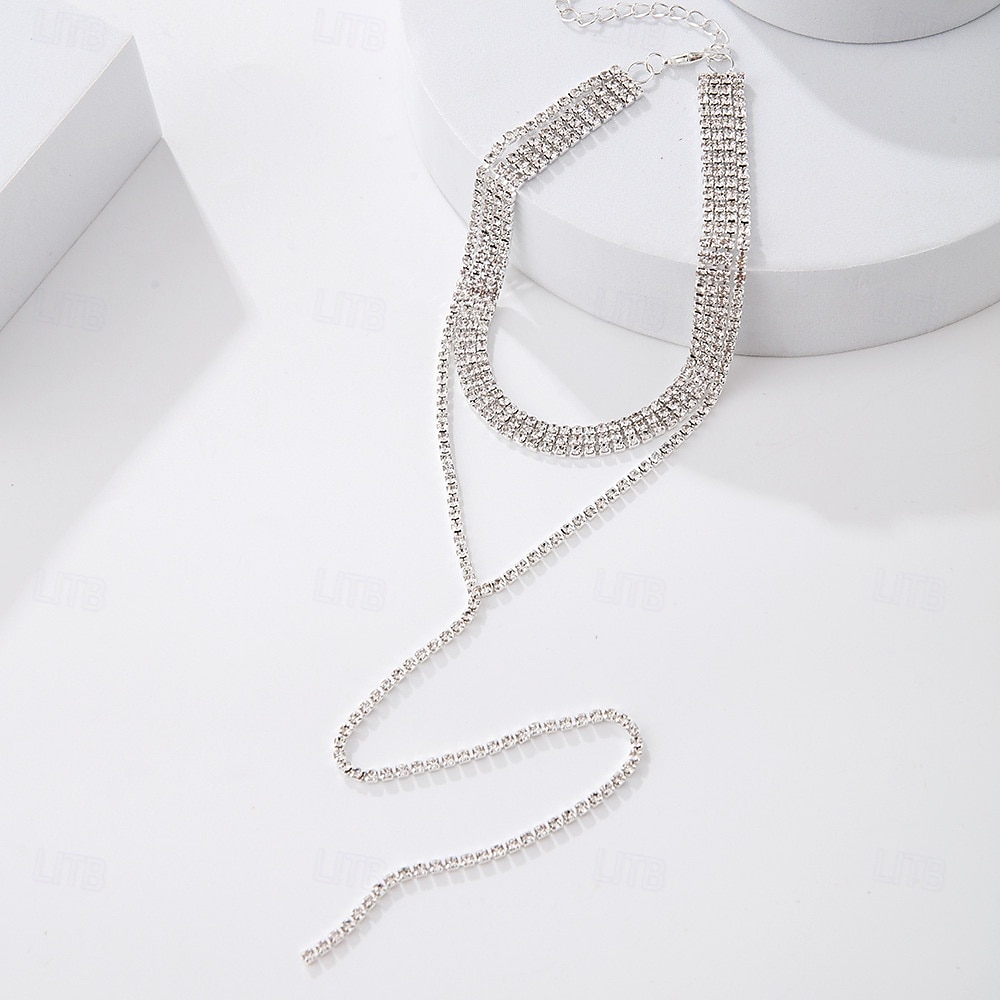 collana girocollo in strass dorati per donna – elegante design a catena a goccia a forma di V, perfetta per matrimoni, feste ed eventi serali del 2025 a $14.99 –P2