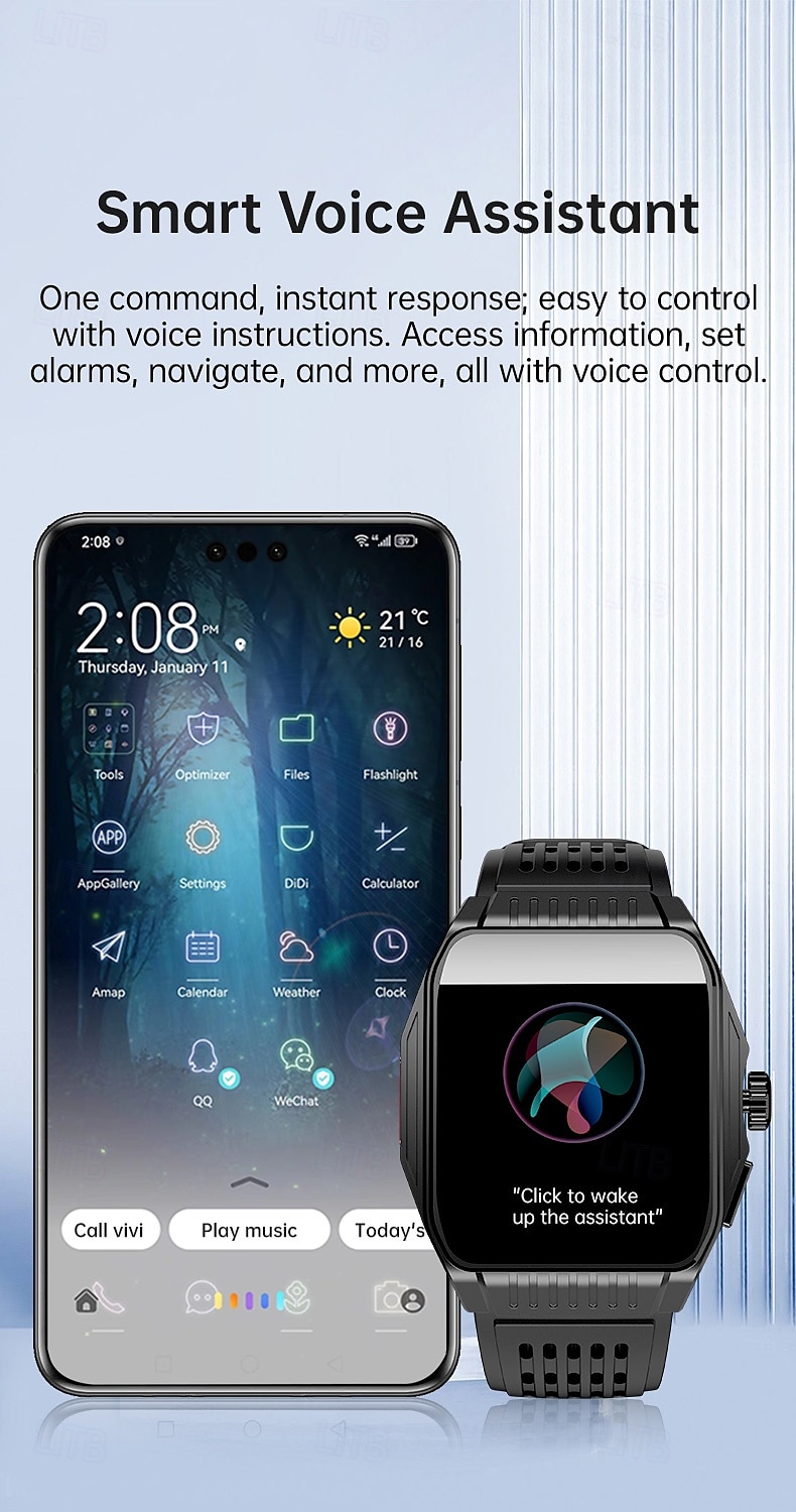 JT03 Smart Watch Bluetooth Call SOS Voice Assistant Heart Rate Monitor Step Exercise Watch Bracelet 2025 - $85.99 –P16