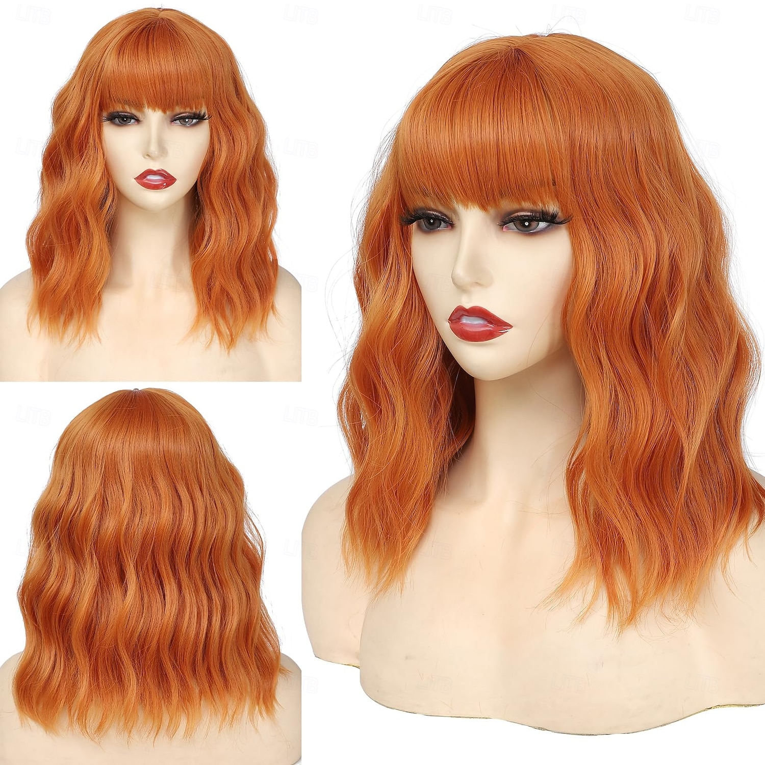 parrucche corte ondulate con frangia per donne parrucche caschetto ricce parrucche lunghe fino alle spalle per donne bianche parrucche sintetiche per costumi da donna con frangia per cosplay del 2025 a $21.99 –P1
