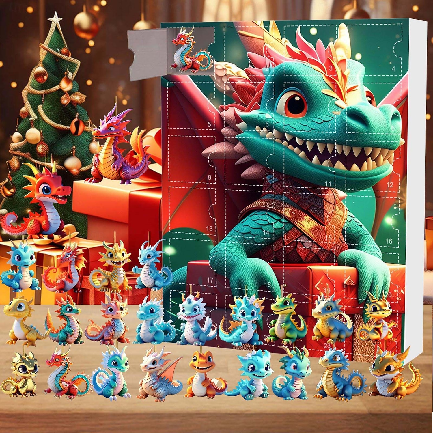 Christmas Advent Calendar Ornaments,2D Acrylic Cute Dragon Baby 24pcs Christmas Ornament Kit Gift 24 Days Countdown Mini Hanging Tree Xmas Ornaments for Christmas Party Decorations 2025 - $19.99 –P7