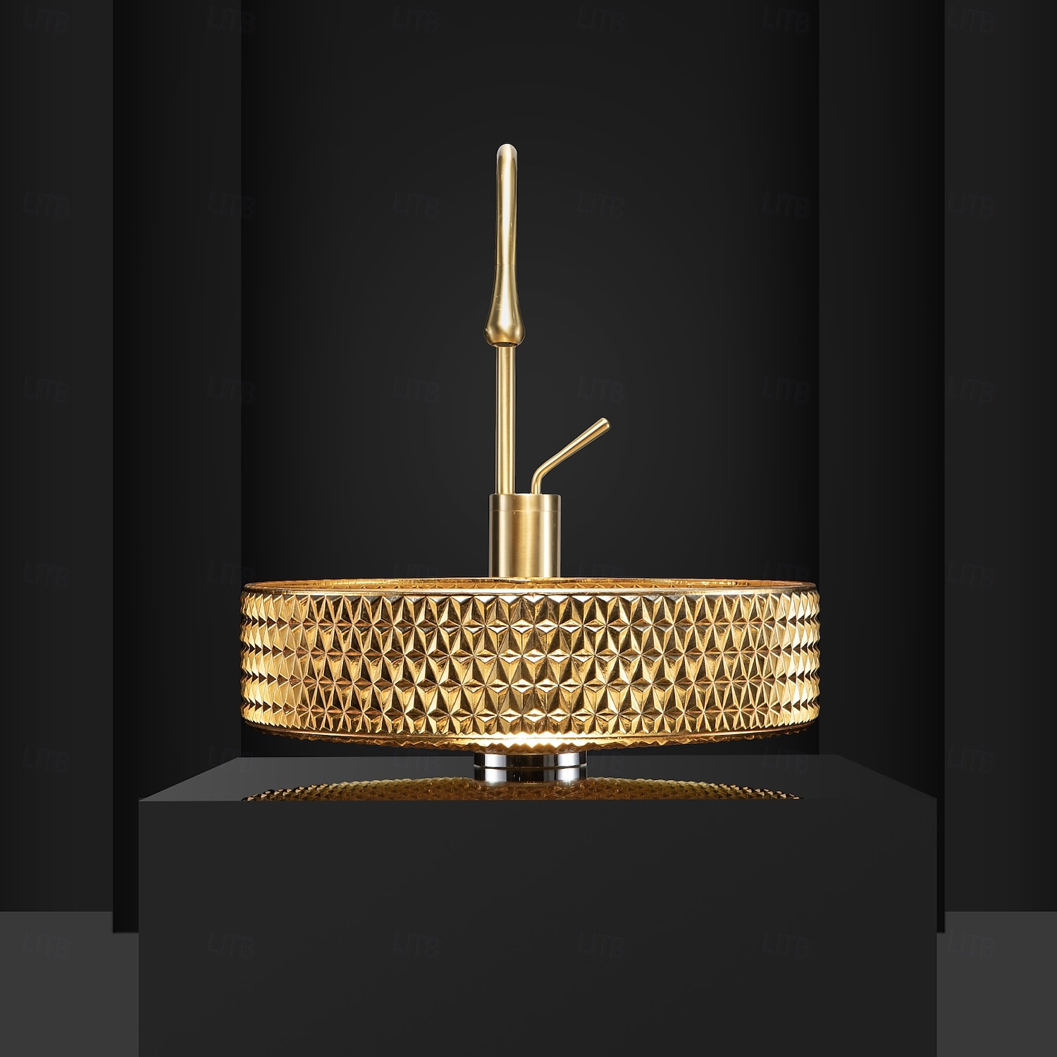 Combinación de lavabo de baño redondo, lavabo de baño de vidrio enchapado contemporáneo y grifo de cascada con acabado cromado 2025 - $647.99 –P2
