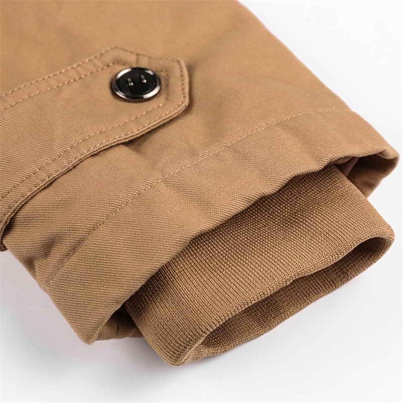 Herr Vinterjacka Fleece-jacka Vardaglig jacka Dagligen Semester Håller värmen Ficka Fleece Höst vinter Slät Mode Streetwear Huva Normal Svart Grön Kaki Jacka 2026 - $57.99 –P11