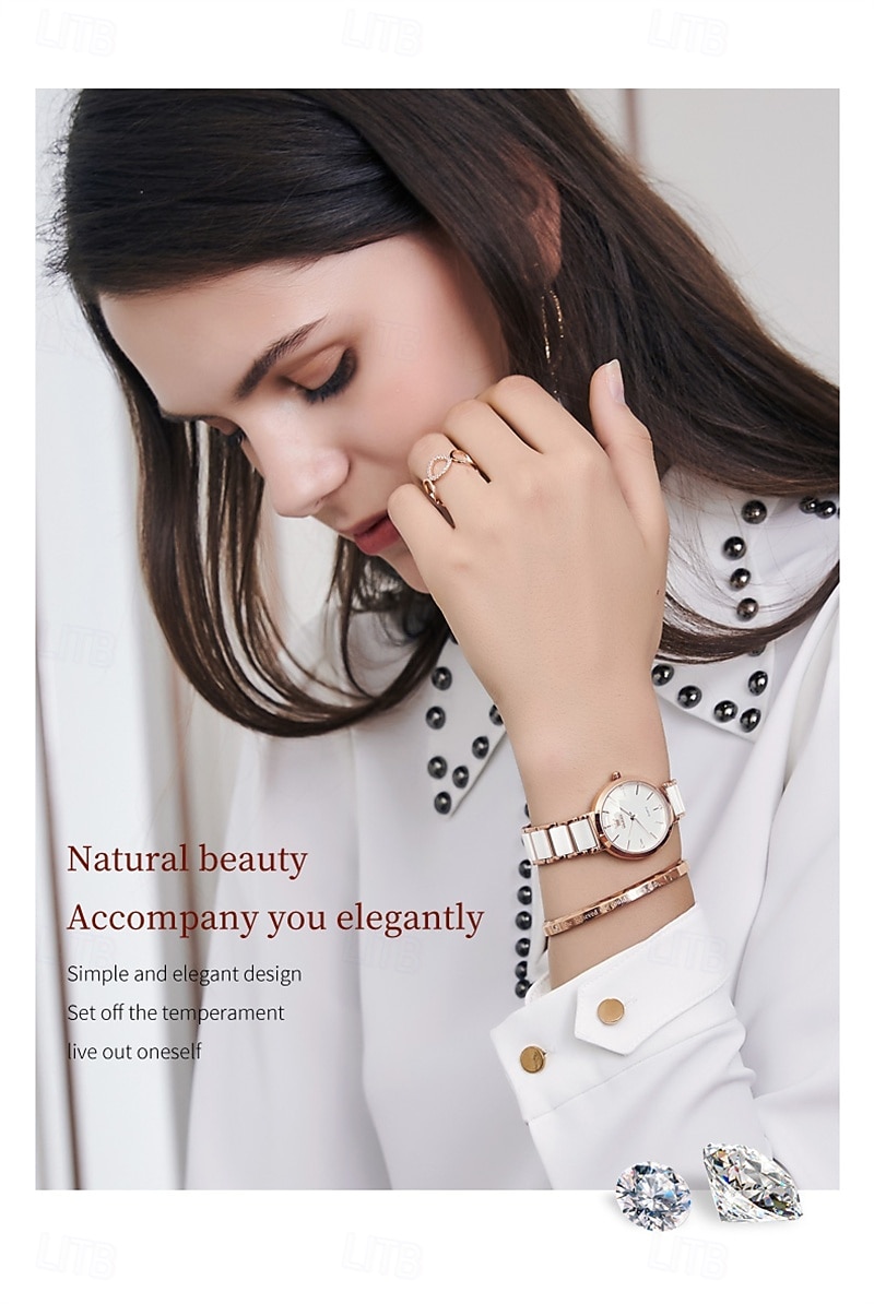 New Olevs Olevs Brand Fashion Trend Ceramic Strap Mother's Day Gift for Women'S Watches Simple Waterproof Life Travel Leisure Sports Diamonds Wristwatch 2026 - $34.99 –P7