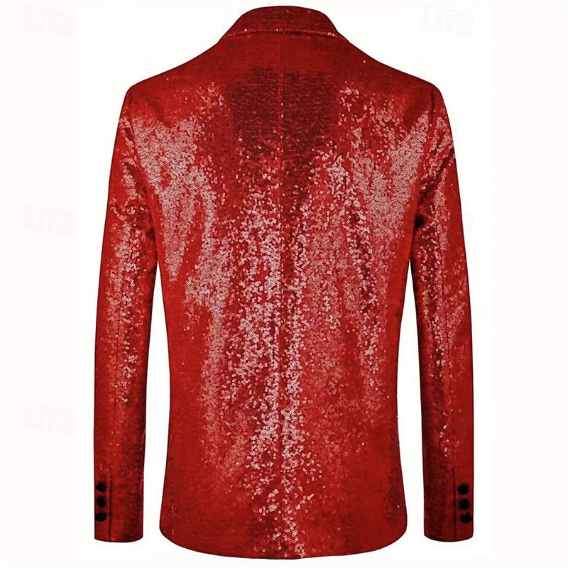Per uomo Blazer Palcoscenico Cocktail party Ricevimento di matrimonio Moda Casual Primavera & Autunno Poliestere Plaid A righe Tasca Bottoni Confortevole Monopetto Giacca Argento Nero Rosso Blu del 2025 a $58.99 –P8