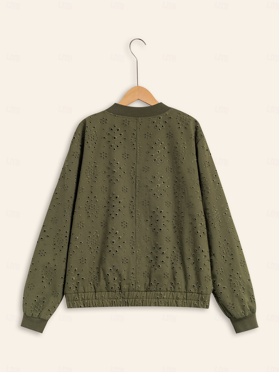 Jachetă bomber cu fermoar brodat 100% bumbac, cu gâtul uniform 2026 - $94.99 –P9