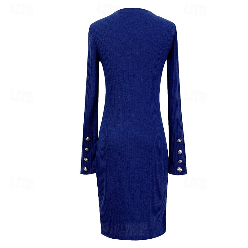 Női Munkaruha Fekete ruha Hüvelyruha Divat Munkadivat Mini ruha Gomb Terített nyak Hosszú ujj Sima Normál Fekete Rubin Medence Tavasz Ősz S M L XL 2XL 2025 - $41.99 –P5