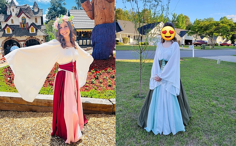 Retro Středověké Renesanční Šaty Šaty inspirované Regency Ren Faire Elf Viking Elfí Dámské Keltské Pirát Fantazie předvečer Všech svatých Karneval Plesová maškaráda Párty LARP Ren Faire Dospělé Šaty 2025 - $46.99 –P3