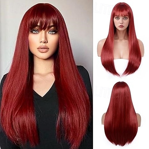 Wig with Bangs for Women Long Straight Wig for Grils Heat Resistant Synthetic Colored Wig for Cosplay for Party Halloween Daily Use 2026 - $19.99 –P5