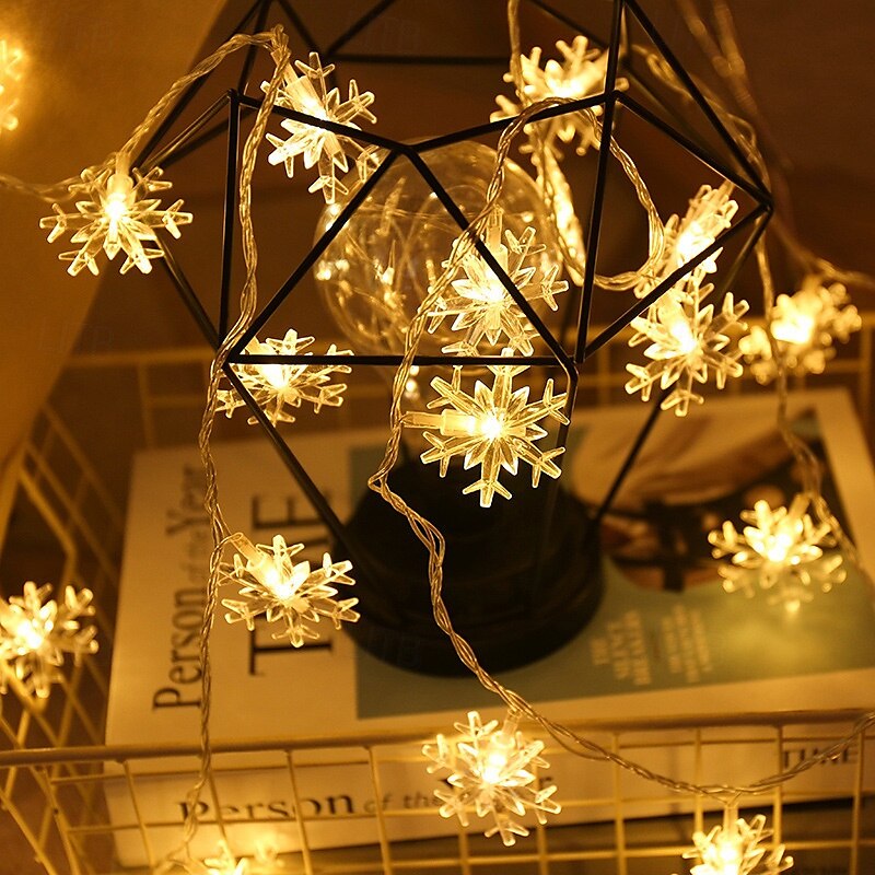 decor de Crăciun lumini fulgi de zăpadă zână șir lumini baterie/alimentat prin usb 10/20/40 led Crăciun Anul Nou petrecere vacanță acasă grădină balcon decor copac 2025 - $7.99 –P7