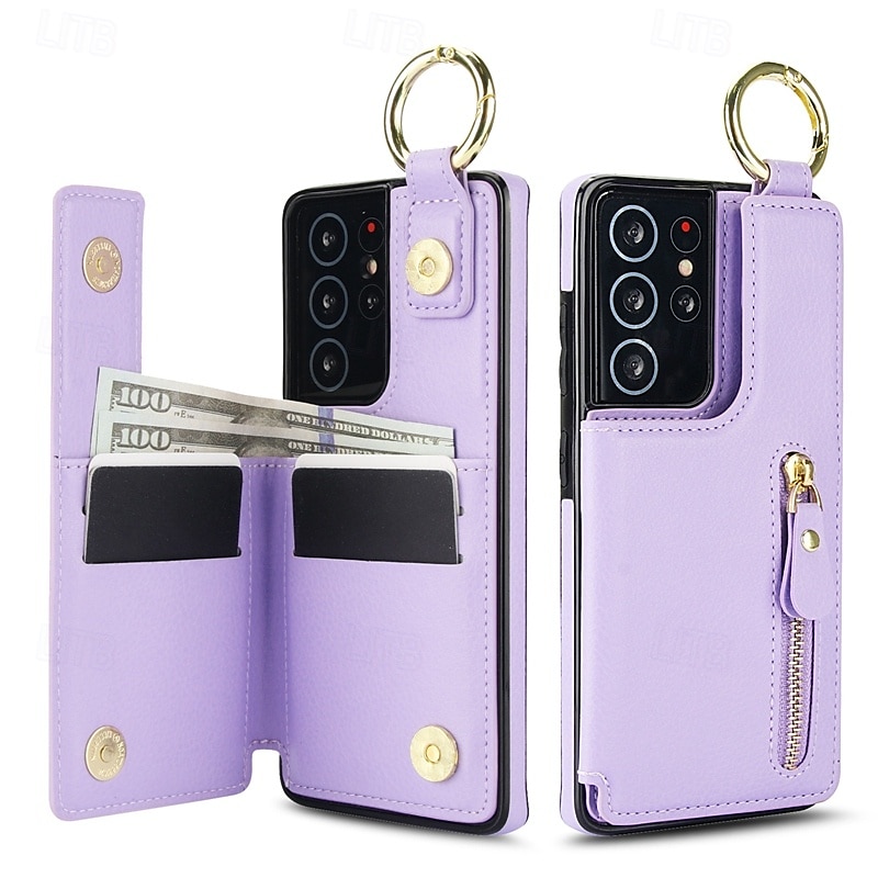 Phone Case For S24 S24 Ultra Plus S23 S22 S21 S20 Ultra Plus FE A55 5G A14 A54 A72 A73 A53 A70S Back Cover with Stand Holder Zipper Card Slot Retro TPU PU Leather 2025 - $22.99 –P17